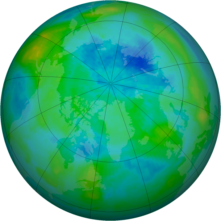 Arctic ozone map for 19 September 1990